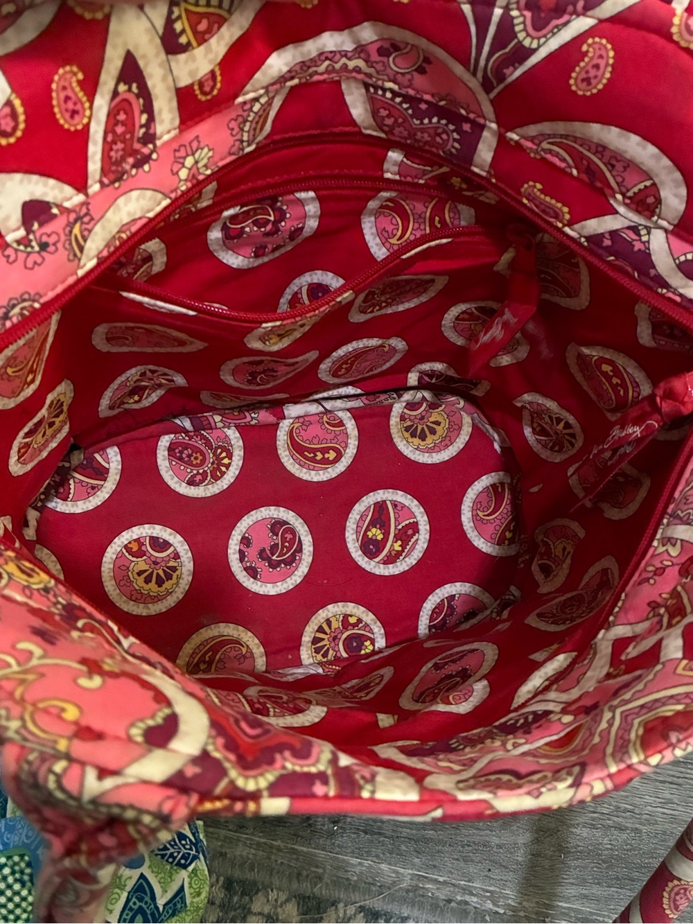 Vera Bradley Quilted Paisley Tote Bag in Red and Pink - Picture 9 of 9